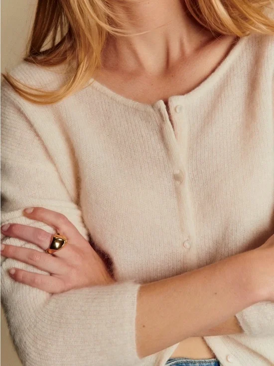 Sezane gaspard gilet in ecru - Picture 6 of 8